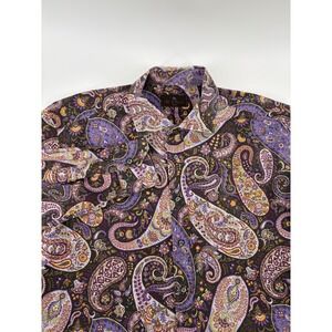 Etro Milano Purple Paisley Print Long Sleeve Button Down Shirt Size 44